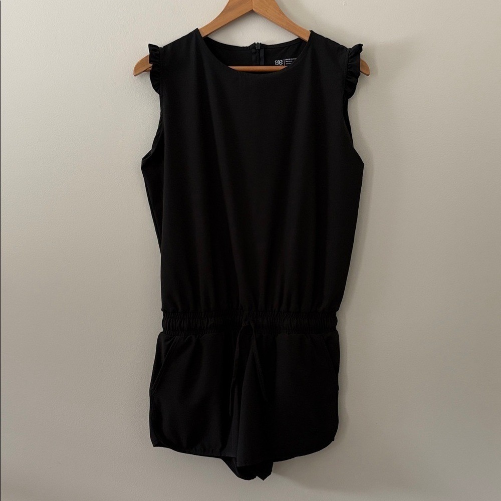 Albion Fit Romper Destination M Black Sporty Ruffle Sleeve Activewear Jumpsuit - Picture 3 of 13